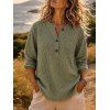 Daily Women Outfit Solid Color Hollow Out V Neck Henley Neck Curved Hem Sweater and O Ring Zipper Buckle Skinny Leggings Set - Vert Armée S | US 4