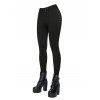 Daily Women Outfit Solid Color Draped Cold Shoulder Buckle Strap Knitted Top and Grommet Rivet Skinny Pants Set - Café profond S | US 4