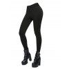 Daily Women Outfit Solid Color Draped Cold Shoulder Buckle Strap Knitted Top and Grommet Rivet Skinny Pants Set - Café profond S | US 4