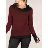Daily Women Outfit Colorblock Cowl Neck Thumb Hole Cuff Fitted Waist Top and Grommet Buckle Skinny Leggings Set - Rouge Vineux S | US 4