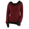 Daily Women Outfit Colorblock Cowl Neck Thumb Hole Cuff Fitted Waist Top and Grommet Buckle Skinny Leggings Set - Rouge Vineux S | US 4