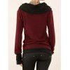 Daily Women Outfit Colorblock Cowl Neck Thumb Hole Cuff Fitted Waist Top and Grommet Buckle Skinny Leggings Set - Rouge Vineux S | US 4