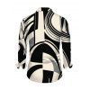 Casual Couple Outfit Abstract Geometric Print Bowknot Pocket Off the Shoulder Jumpsuit and Long Sleeve Shirt Set - Noir S | US 4