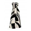 Casual Couple Outfit Abstract Geometric Print Bowknot Pocket Off the Shoulder Jumpsuit and Long Sleeve Shirt Set - Noir S | US 4