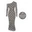 Party Vintage Dress Rhinestone Lattice Print Mesh Panel Skew Neck Bodycon Dress - Gris M | US 6