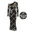 Vintage Party Dress Black Gold Chain Rhinestone Lattice Print Mesh Panel Skew Neck Bodycon Dress - Noir S | US 4