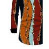 Men's Vintage Shirt Colorblock Vertical Stripe Chain Print Button Up Long Sleeve Shirt - multicolor A 5XL