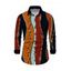 Men's Vintage Shirt Colorblock Vertical Stripe Chain Print Button Up Long Sleeve Shirt - multicolor A 5XL