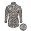 Men's Party Vintage Shirt Rhinestone Lattice Print Button Up Long Sleeve Shirt - Gris S