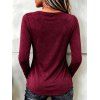 Casual Top Solid Color Tassel V Neck Long Sleeve Pullover Top - Rouge Vineux XXL | US 14