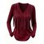 Casual Top Solid Color Tassel V Neck Long Sleeve Pullover Top - Rouge Vineux XXL | US 14