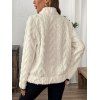 Winter Sweatshirt Jacquard Half Zip Fleece Pocket Long Sleeve Sweatshirt - Blanc S | US 4