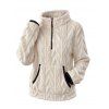 Winter Sweatshirt Jacquard Half Zip Fleece Pocket Long Sleeve Sweatshirt - Blanc S | US 4
