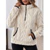 Winter Sweatshirt Jacquard Half Zip Fleece Pocket Long Sleeve Sweatshirt - Blanc S | US 4