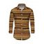 Men's Vintage Shirt Colorblock Striped Print Button Up Long Sleeve Ethnic Shirt - Brun 5XL