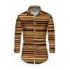 Vintage Couple Outfit Colorblock Striped Print Ruched Button Up Bodycon Shirt Dress and Long Sleeve Shirt Ethnic Set - Brun S | US 4