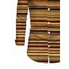 Vintage Couple Outfit Colorblock Striped Print Ruched Button Up Bodycon Shirt Dress and Long Sleeve Shirt Ethnic Set - Brun S | US 4