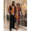 Vintage Couple Outfit Colorblock Vertical Stripe Chain Print Mesh Panel Skew Neck Bodycon Dress and Long Sleeve Shirt Set - multicolor A S | US 4