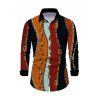 Vintage Couple Outfit Colorblock Vertical Stripe Chain Print Mesh Panel Skew Neck Bodycon Dress and Long Sleeve Shirt Set - multicolor A S | US 4