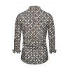 Party Vintage Couple Outfit Rhinestone Lattice Print Mesh Panel Skew Neck Bodycon Dress and Long Sleeve Shirt Set - Gris S | US 4
