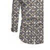 Party Vintage Couple Outfit Rhinestone Lattice Print Mesh Panel Skew Neck Bodycon Dress and Long Sleeve Shirt Set - Gris S | US 4