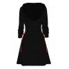 Holiday Hoodie Dress Santa Claus with Christmas Hat Floral Leaf Print Lace Up Drawstring A Line Hooded Dress - Noir S | US 4