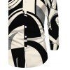 Men's Casual Shirt Abstract Geometric Print Button Up Long Sleeve Shirt - Noir M
