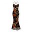 Vacation Vintage Dress Colored Maple Print Draped Mesh Panel Crisscross Bodycon Dress - multicolor S | US 4