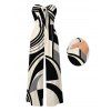 Casual Jumpsuit Abstract Geometric Print Bowknot Pocket Off the Shoulder Jumpsuit - Noir S | US 4