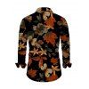 Men's Vacation Vintage Shirt Colored Maple Print Button Up Long Sleeve Shirt - multicolor L
