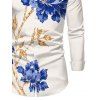 Men's Vacation Shirt Peony Floral Leaf Print Button Up Long Sleeve Shirt - Bleu 5XL