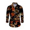 Men's Vacation Vintage Shirt Colored Maple Print Button Up Long Sleeve Shirt - multicolor L