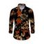 Men's Vacation Vintage Shirt Colored Maple Print Button Up Long Sleeve Shirt - multicolor L