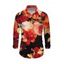 Men's Vintage Vacation Shirt Colored Rose Floral Print Button Up Long Sleeve Shirt - multicolor L