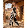 Casual Jumpsuit Abstract Geometric Print Bowknot Pocket Off the Shoulder Jumpsuit - Noir XL | US 12
