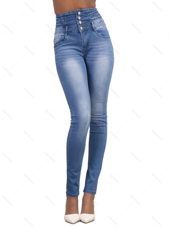 Daily Women Outfit Solid Color Cable Knit Hollow Out V Neck Pointed Hem Tassel Loose Sweater and Button Fly Pocket Skinny Jeans Set - Gris Clair S | US 4