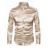 Party Couple Outfit Solid Color Ruched High Slit Bodycon Dress and Long Sleeve Satin Shirt Evening Set - Champagne S | US 4