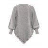Daily Women Outfit Solid Color Cable Knit Hollow Out V Neck Pointed Hem Tassel Loose Sweater and Button Fly Pocket Skinny Jeans Set - Gris Clair S | US 4