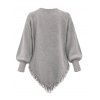 Winter Sweater Solid Color Cable Knit Hollow Out V Neck Pointed Hem Tassel Loose Sweater - Gris XL | US 12