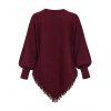 Winter Sweater Solid Color Cable Knit Hollow Out V Neck Pointed Hem Tassel Loose Sweater - Rouge Vineux XL | US 12
