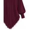 Winter Sweater Solid Color Cable Knit Hollow Out V Neck Pointed Hem Tassel Loose Sweater - Rouge Vineux XL | US 12