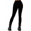 Christmas Women Outfit Beaded Santa Claus Print Skew Neck Long Sleeve Pullover Sweatshirt and Skinny Leggings Set - Noir S | US 4