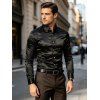 Party Couple Outfit Solid Color Ruched High Slit Bodycon Dress and Satin Shirt Set - Noir S | US 4