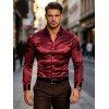Party Couple Outfit Solid Color Ruched High Slit Bodycon Dress and Satin Shirt Set - Rouge Vineux S | US 4