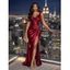 Satin Party Dress Solid Color Ruched High Slit Bodycon Evening Dress - Rouge Vineux XXL | US 14