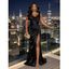 Satin Party Dress Solid Color Ruched High Slit Bodycon Evening Dress - Rouge Vineux XXL | US 14