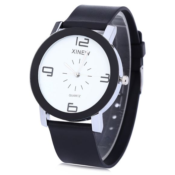 XINEW 1655 Men Quartz Watch Rubber Band Simple Style Wristwatch - Blanc 