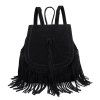 Guapabien Tassel Bucket Drawstring Plush Portable Bag Backpack for Women - Noir VERTICAL