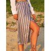 Elastic Waist Striped Midi Split Skirt - multicolore M