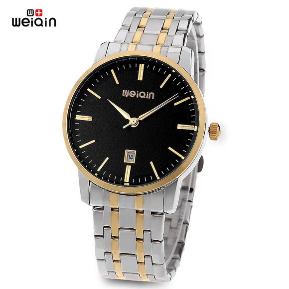 WeiQin W00137BG Male Quartz Watch Date Hardlex Mirror 3ATM Water Resistance Wristwatch - Noir 